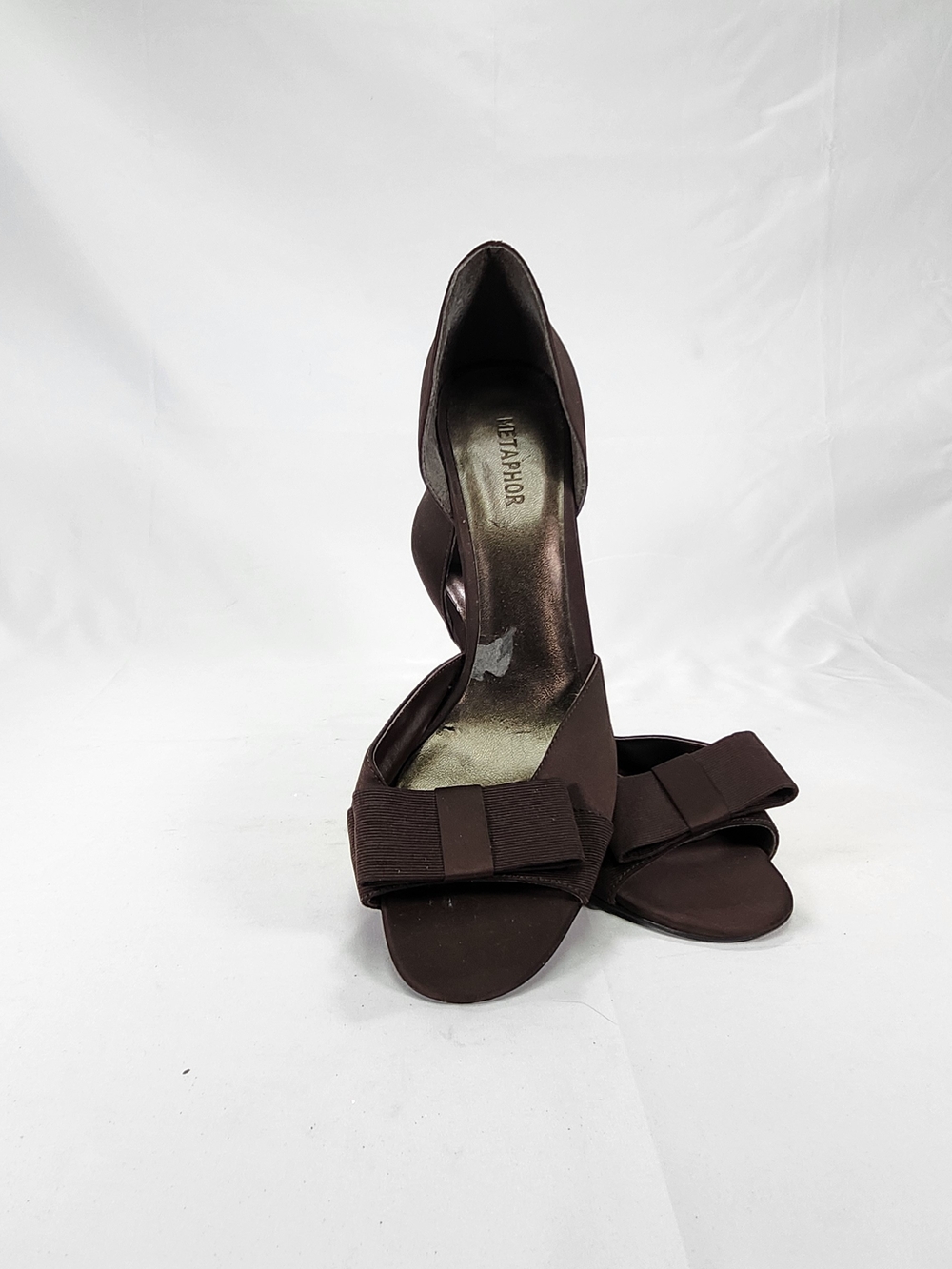 Metaphor Dark Brown Bow Peep-Toe Heels